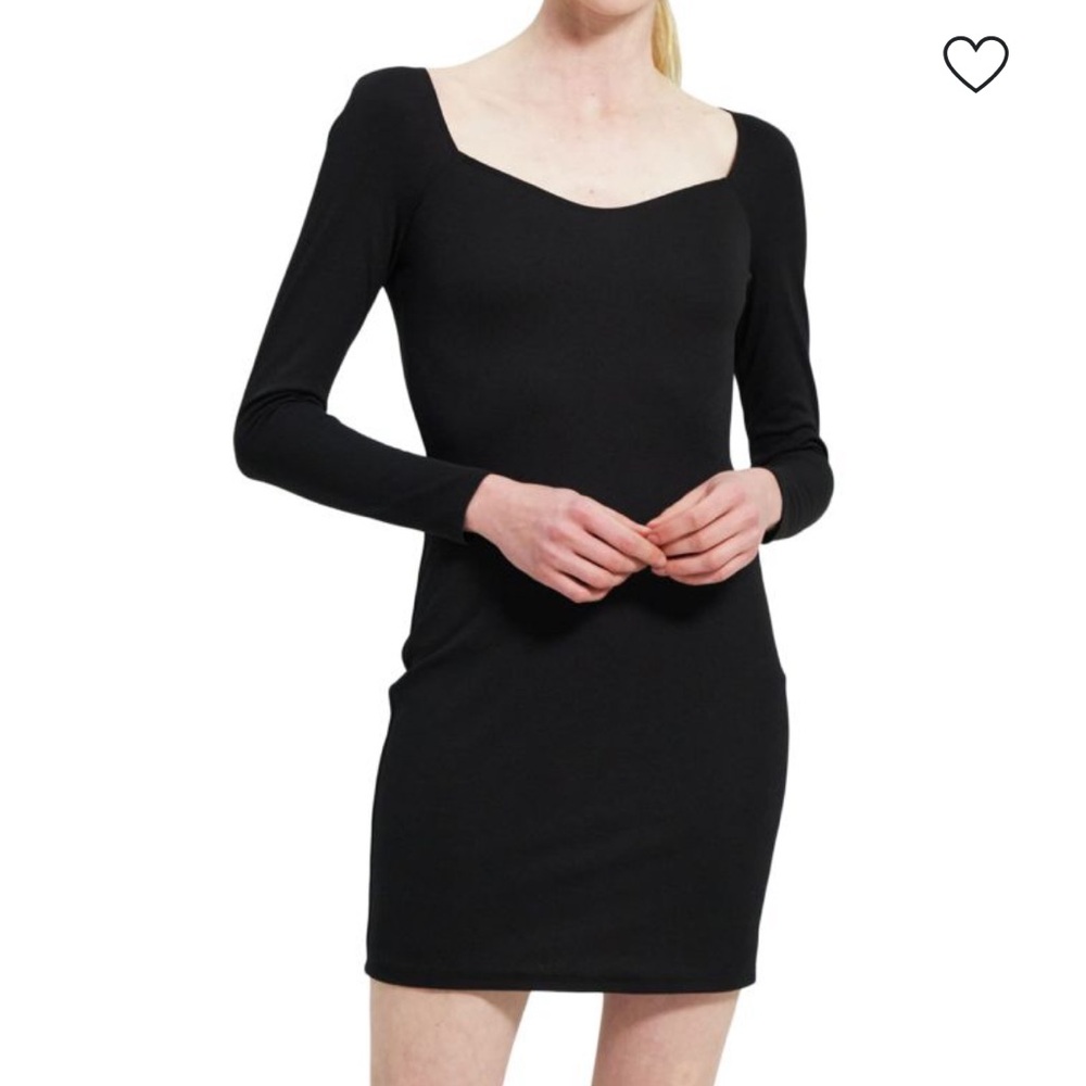 NWOT Theory Square Neck Crepe Jersey Fitted Dress Black Size 0